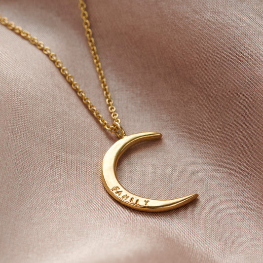 Personalised 9ct Gold Crescent Moon Necklace