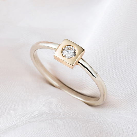 9ct Gold Square Diamond Engagement Ring