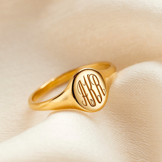 9ct Gold Personalised Monogrammed Signet Ring