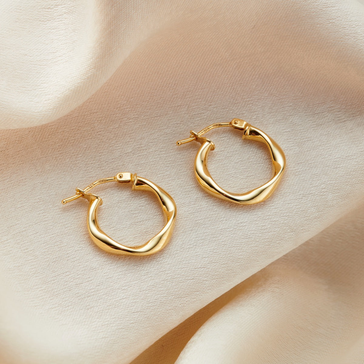 9ct Gold Organic Hoop Earrings