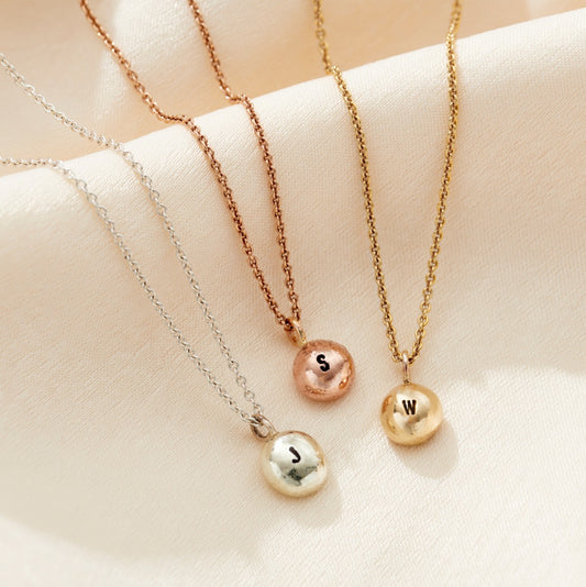 9ct Gold Molten Orb Initial Necklace