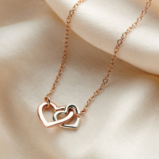 Mummy & Baby 9ct Gold Double Heart Necklace