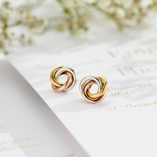 Mixed 9ct Gold Russian Ring Eternity Stud Earrings