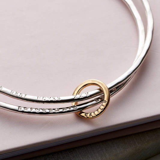 Personalised 9ct Gold & Silver Double Bangle