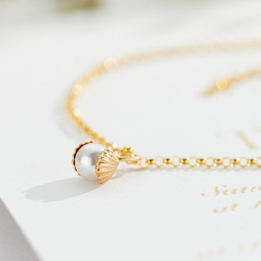 9ct Gold Pearl Oyster Shell Bracelet