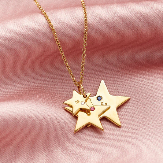 Personalised Birthstone Family Star Necklace