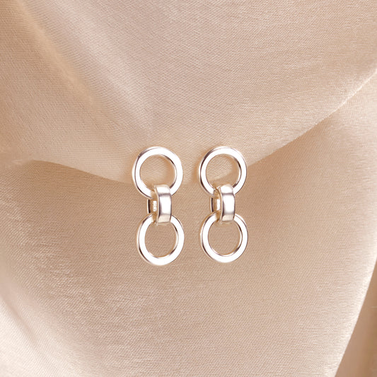 Hanging Hoop Charm Stud Earrings