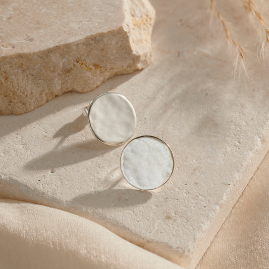 Hammered Circle Stud Earrings