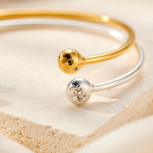 Molten Orb Birthstone Cuff Bangle