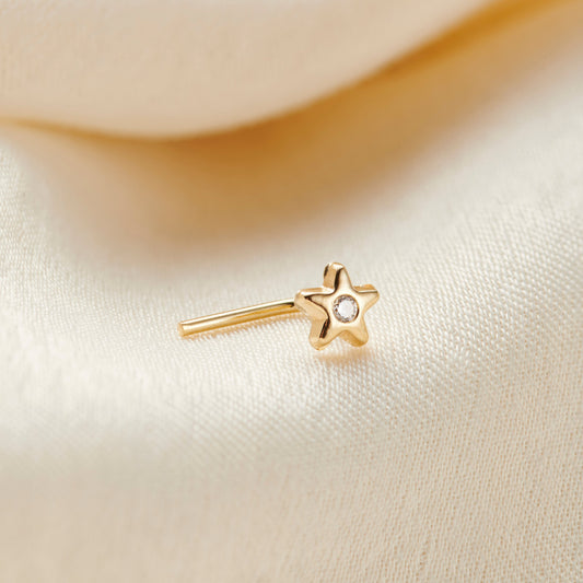 CZ Star 9ct Gold Nose Stud