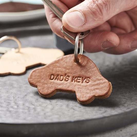 Personalised Leather New Car Keyring