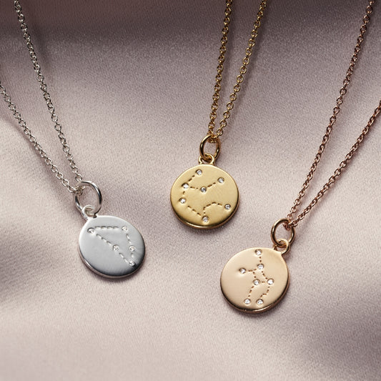 CZ Zodiac Disc Necklace