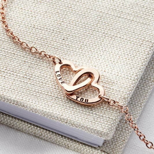 Personalised Double Heart Names Bracelet