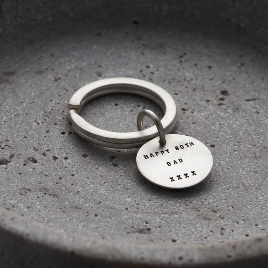 Personalised Brushed Silver Disc Keyring