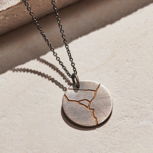 Men's Personalised Kintsugi Disc Necklace