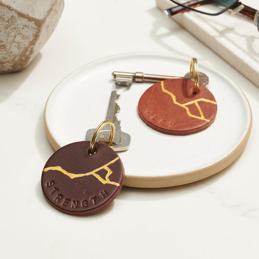 Kintsugi Personalised Leather Keyring