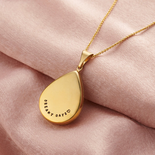 Personalised Large Droplet Locket Necklace