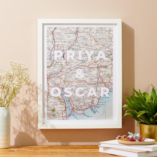 Personalised Vintage Map Special Location Framed Print