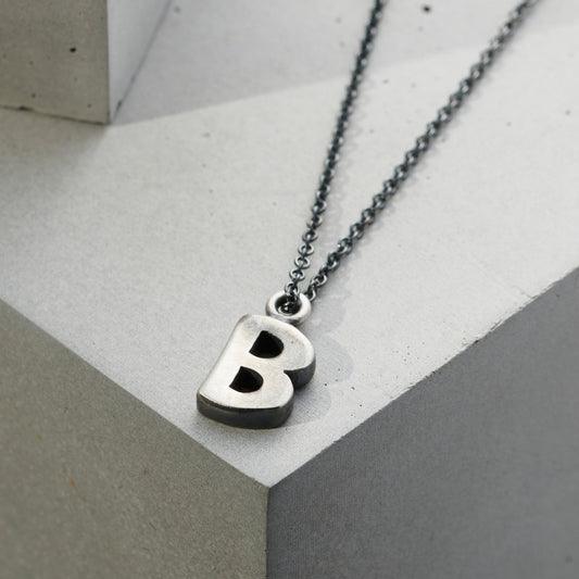 Men's Silver Initial Necklace