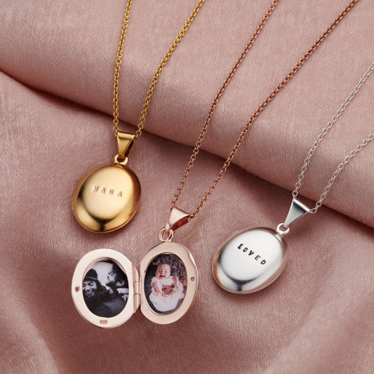 Small Personalised Oval Locket Necklace