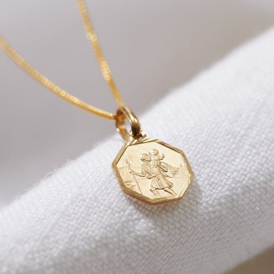 Petite 9ct Gold St Christopher Necklace