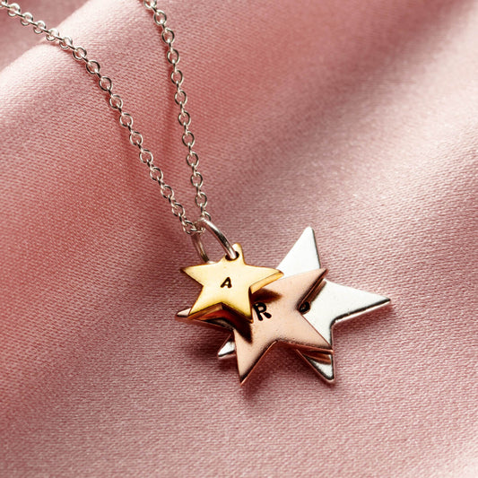 Personalised Mixed Gold Family Star Necklace