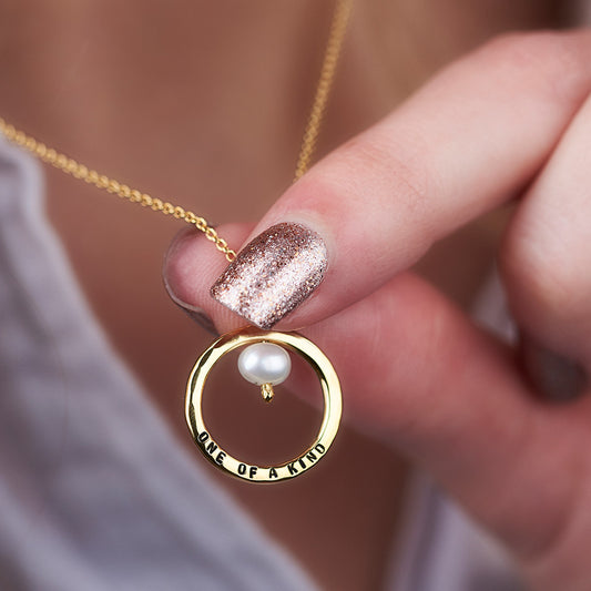 Personalised Pearl And Circle Necklace