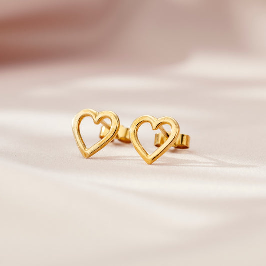 Open Mini Heart Stud Earrings