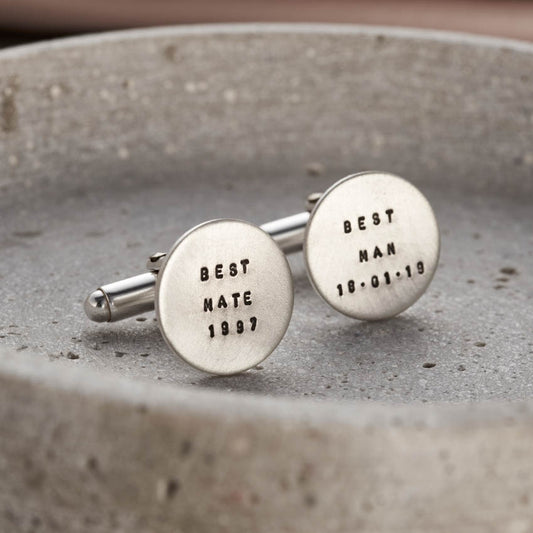 Personalised Brushed Silver Cufflinks