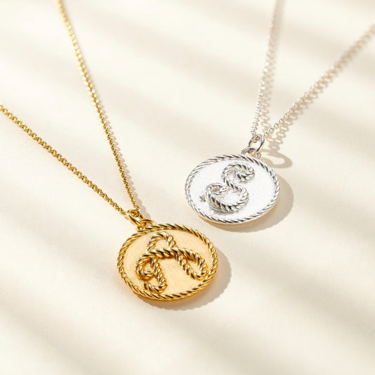 Rope Initial Disc Necklace