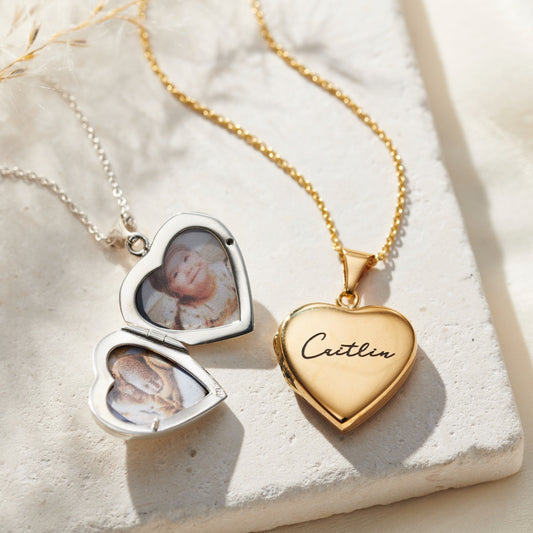 Script Name Heart Locket Necklace