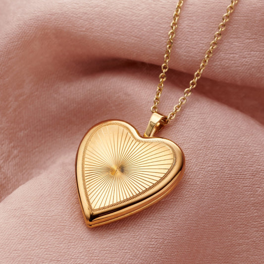 Sunburst Heart Locket Necklace