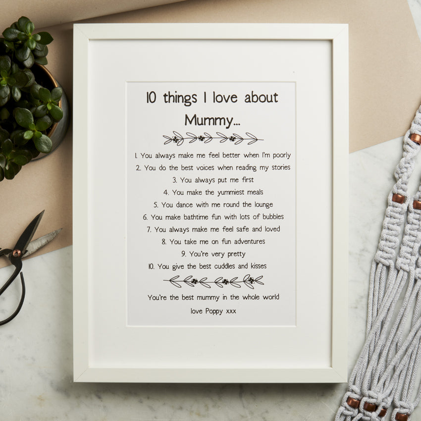 Personalised 10 Things I Love About Mummy Print