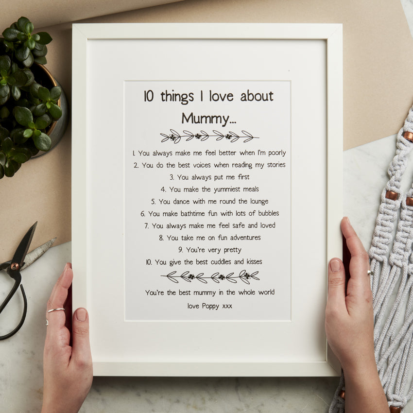 Personalised 10 Things I Love About Mummy Print