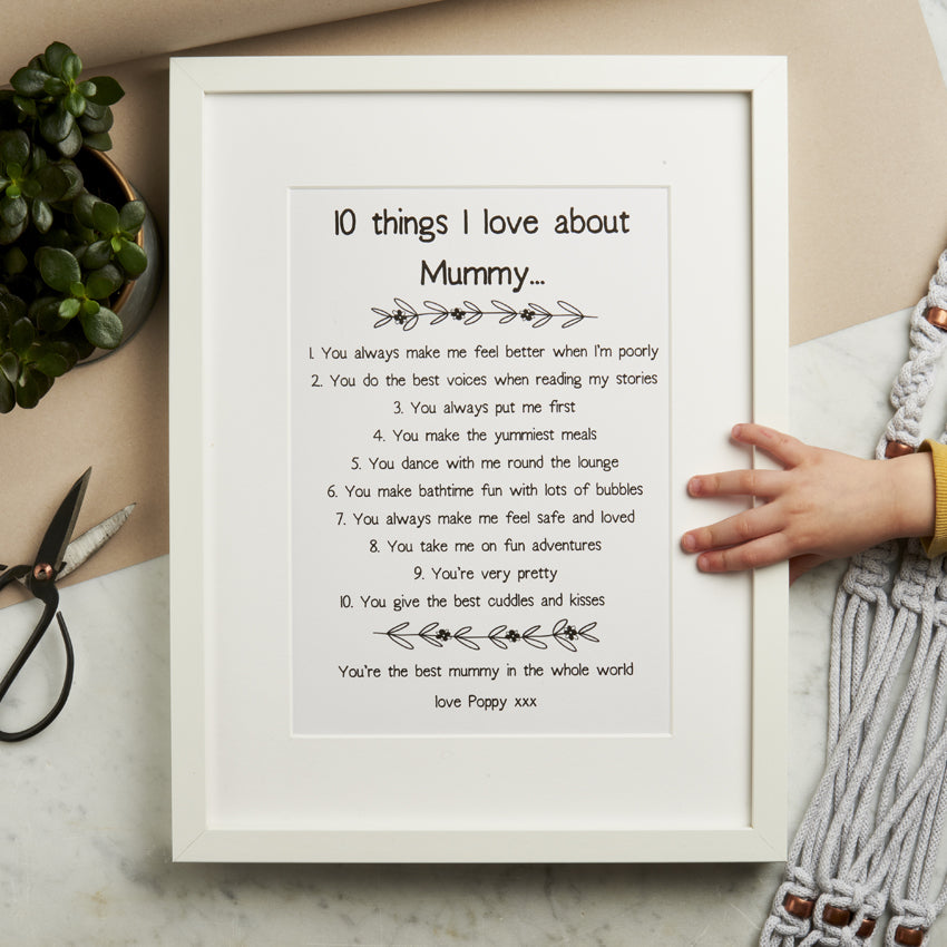 Personalised 10 Things I Love About Mummy Print