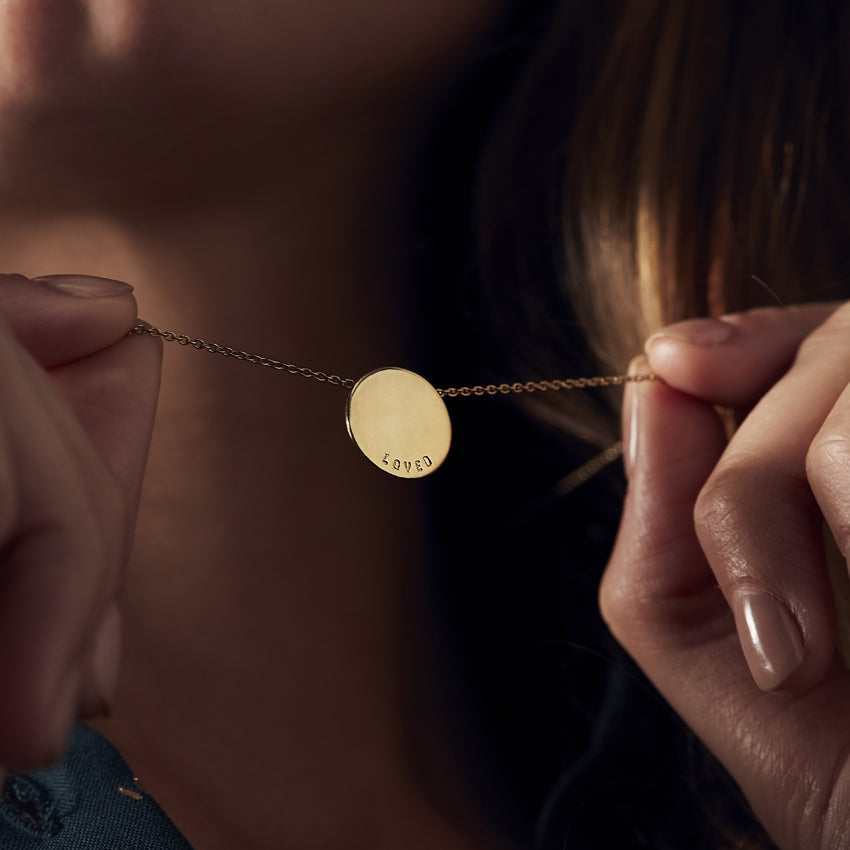 Personalised Medium Hammered Disc Necklace