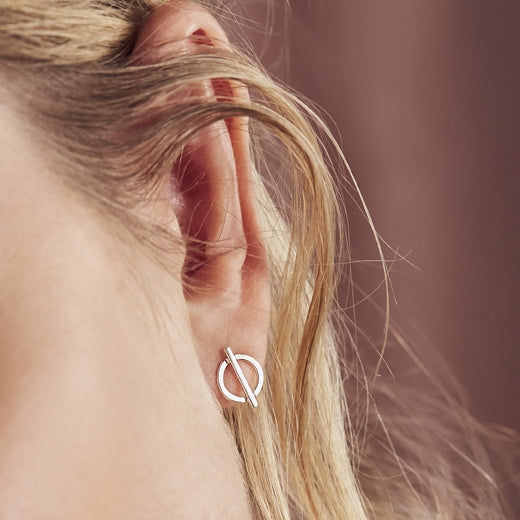 Circle Bar Stud Earrings