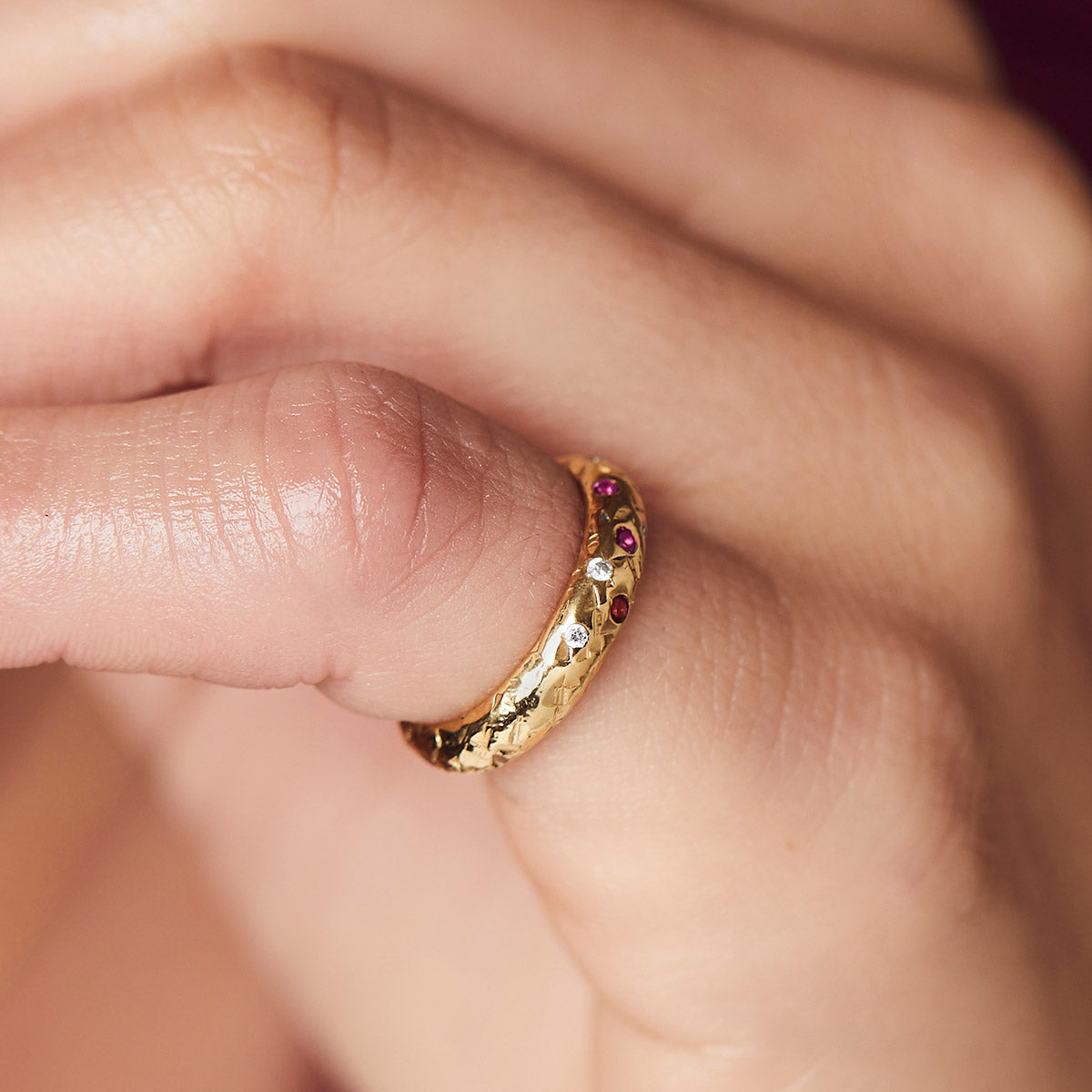 Personalised 9ct Gold Diamond & Birthstone Confetti Ring