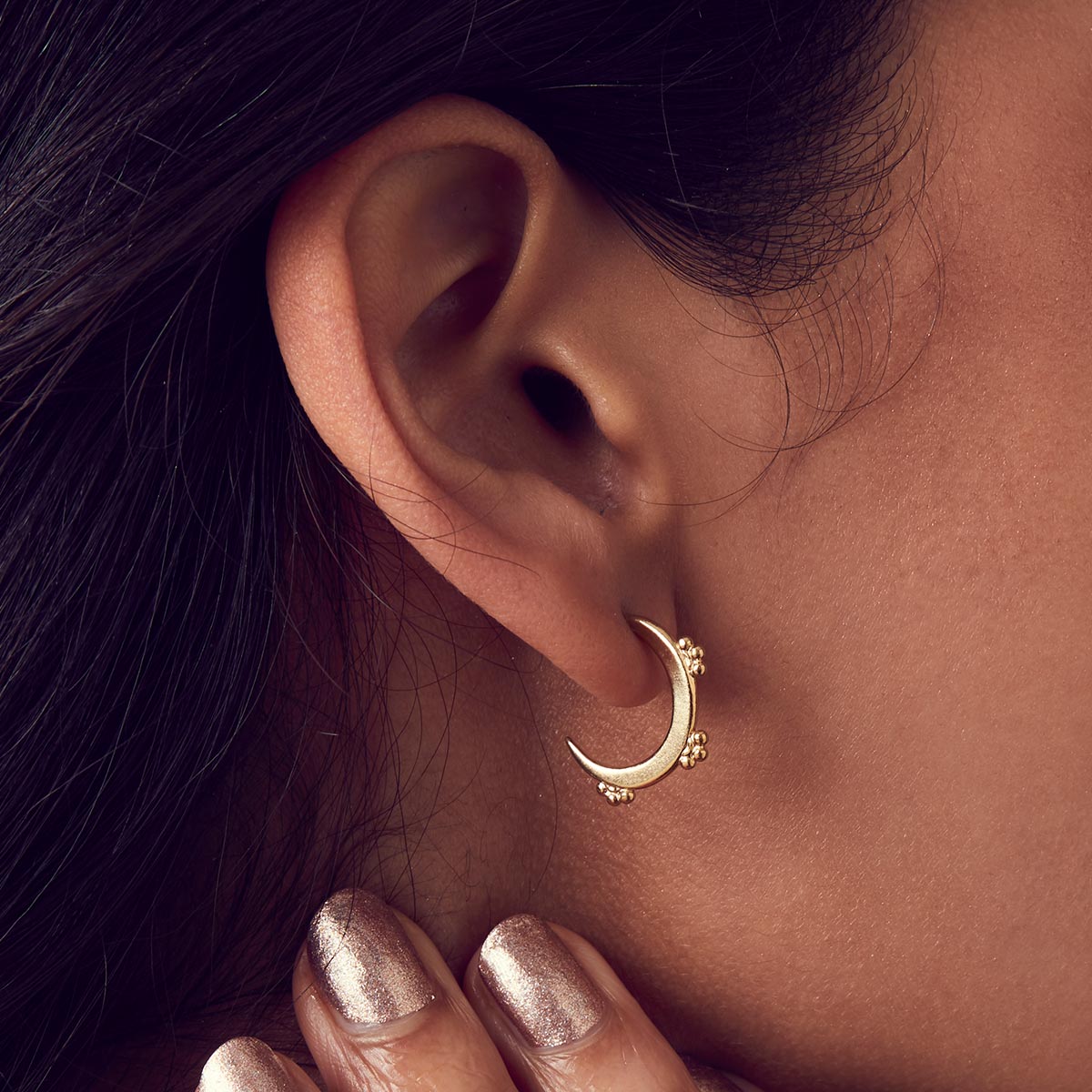 Crescent Crown Hoop Earrings