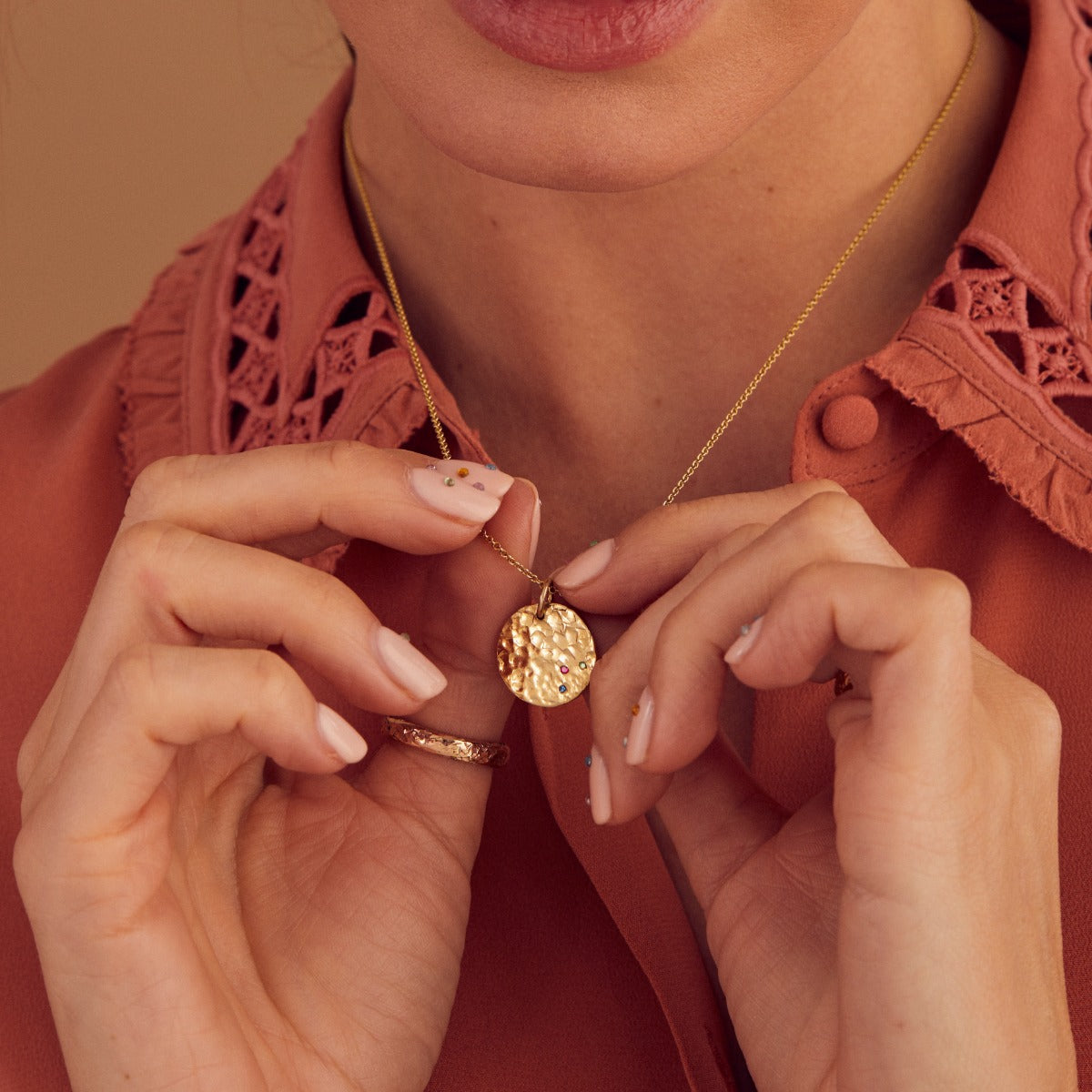 9ct Gold Confetti Birthstone Disc Necklace