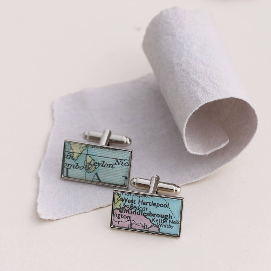 Personalised Rectangular Map Cufflinks