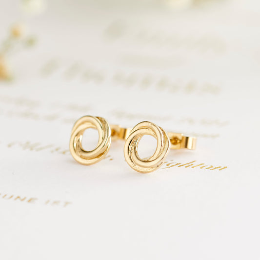 9ct Gold Russian Ring Eternity Stud Earrings