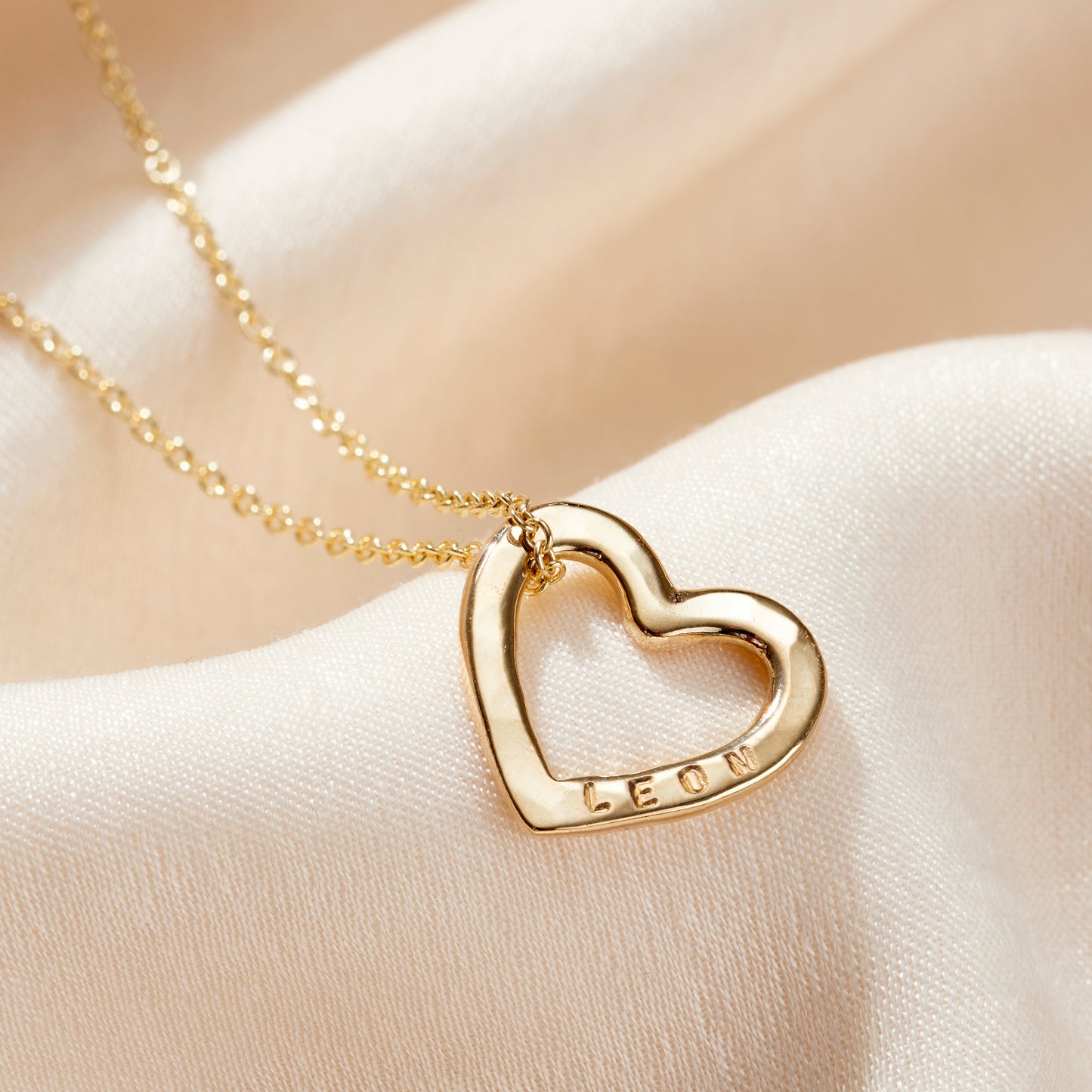 Personalised 9ct Gold Medium Message Heart Necklace