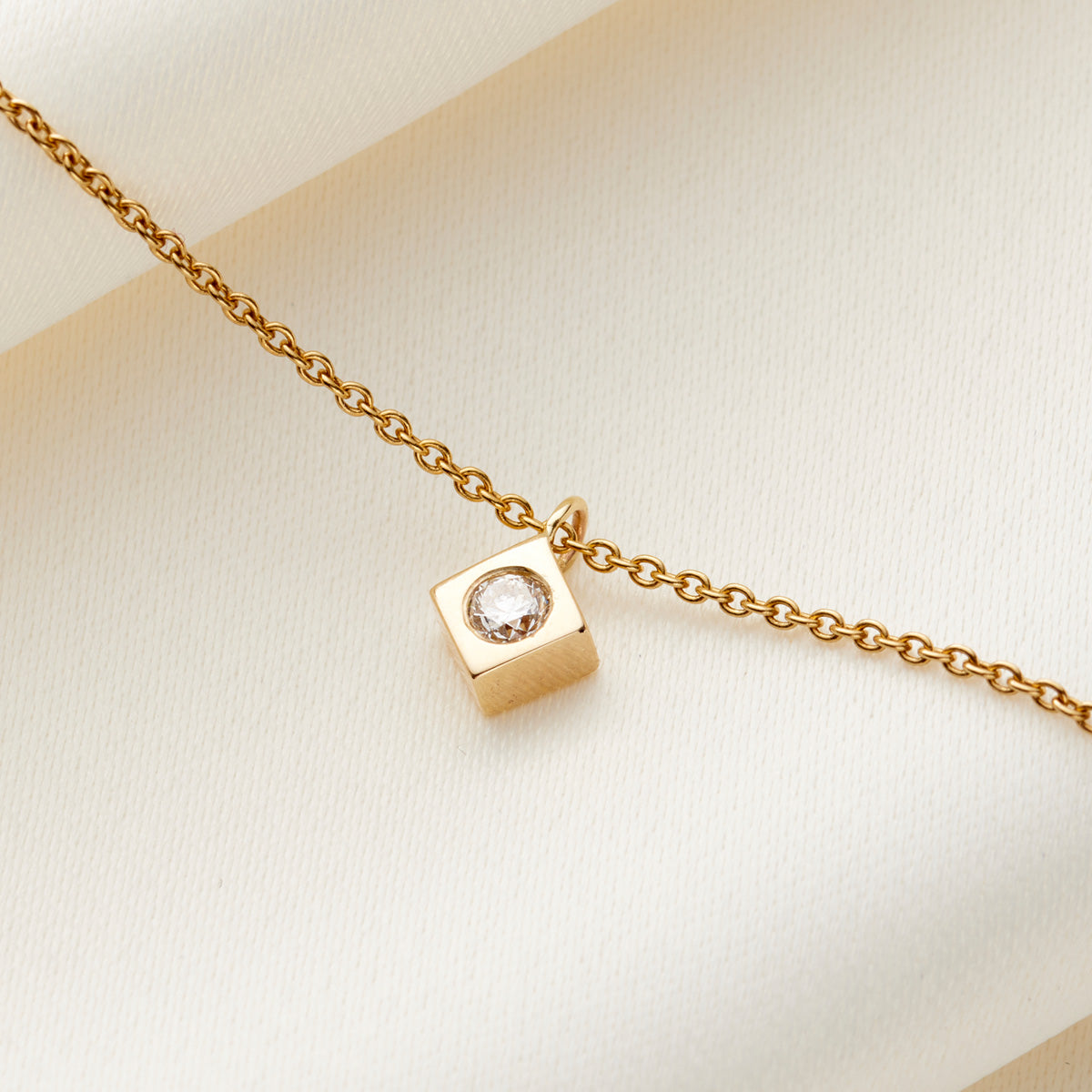 Square 9ct Gold Diamond Necklace