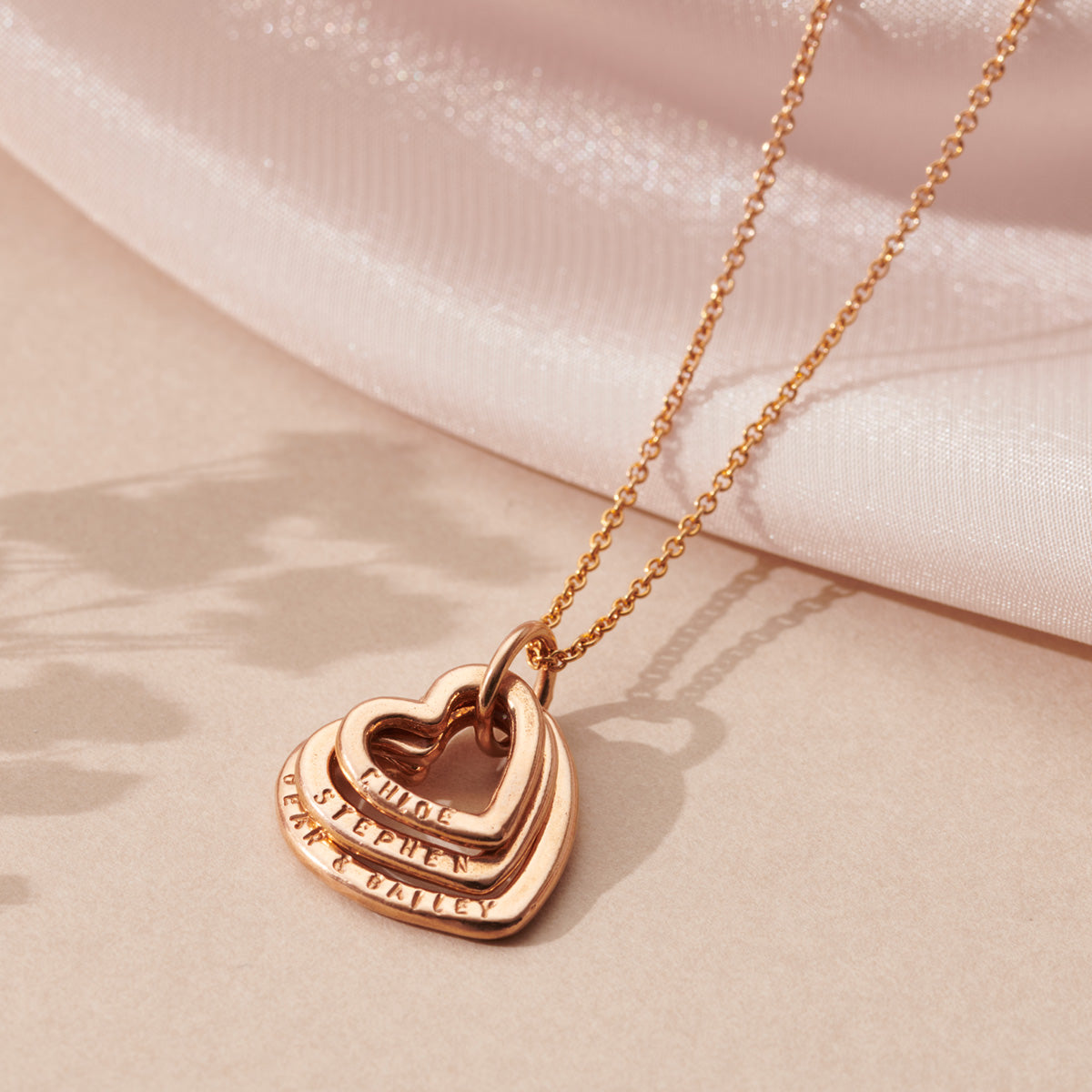 Personalised 9ct Gold Family Names Heart Necklace