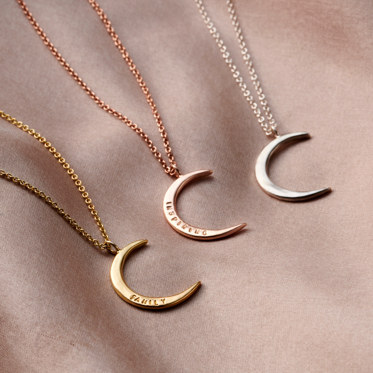 Personalised 9ct Gold Crescent Moon Necklace