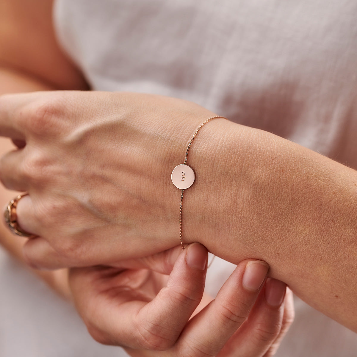 Personalised 9ct Gold Message Disc Bracelet