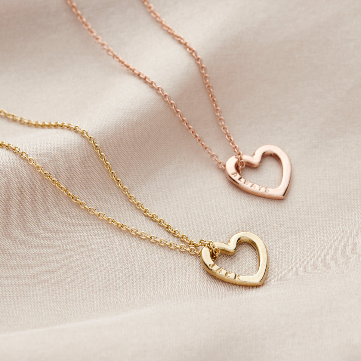 Personalised 9ct Gold Mini Message Heart Necklace