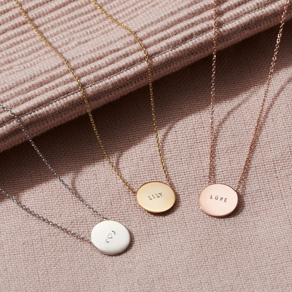 Personalised 9ct Gold Message Disc Necklace