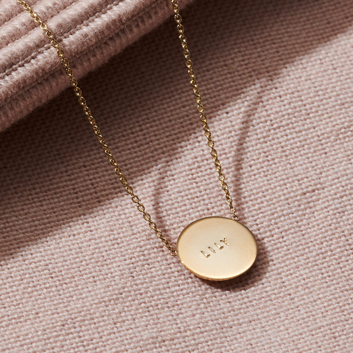 Personalised 9ct Gold Message Disc Necklace